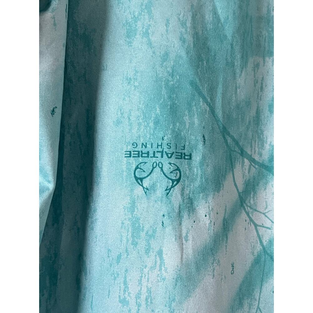 Habit Men’s Hooded Teal Realtree fishing pattern Jacket Medium - Picture 5 of 11